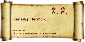 Karsay Henrik névjegykártya